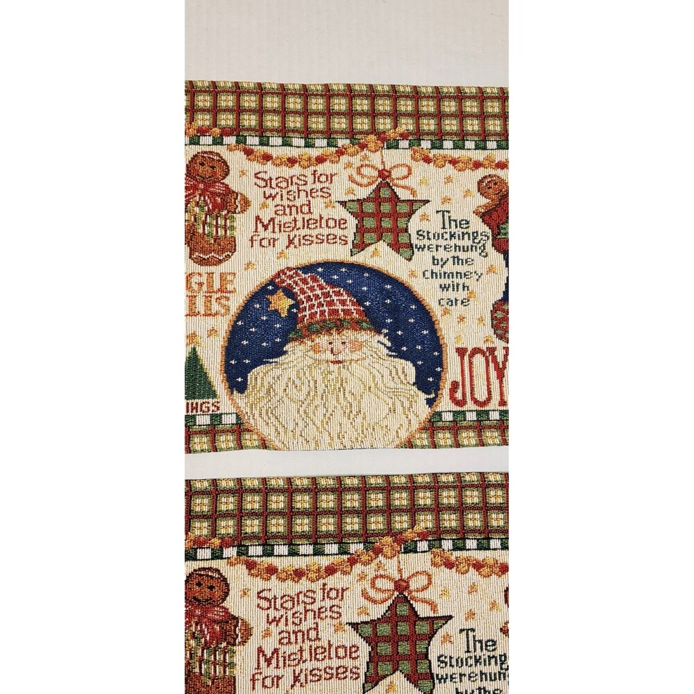 Set Of 3 Tapestry Woven Christmas Placemats Gingerbread Man Santa - Picture 11 of 12